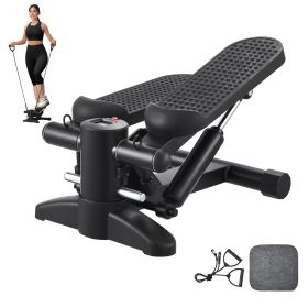 Stair Stepper, Mini Stepper for Exercise at Home, Hydraulic Fitness Stepper with Resistance Bands, Full Body Workout Cardio Equipment