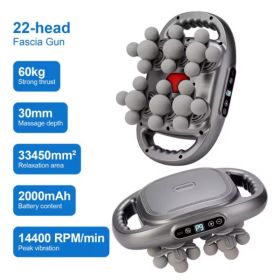 22 Head Fascia Gun High Frequency Vibration Body Massage Gun Back And Waist Massager Neck Shoulder Massager Muscle Masajeador (Option: Grey)